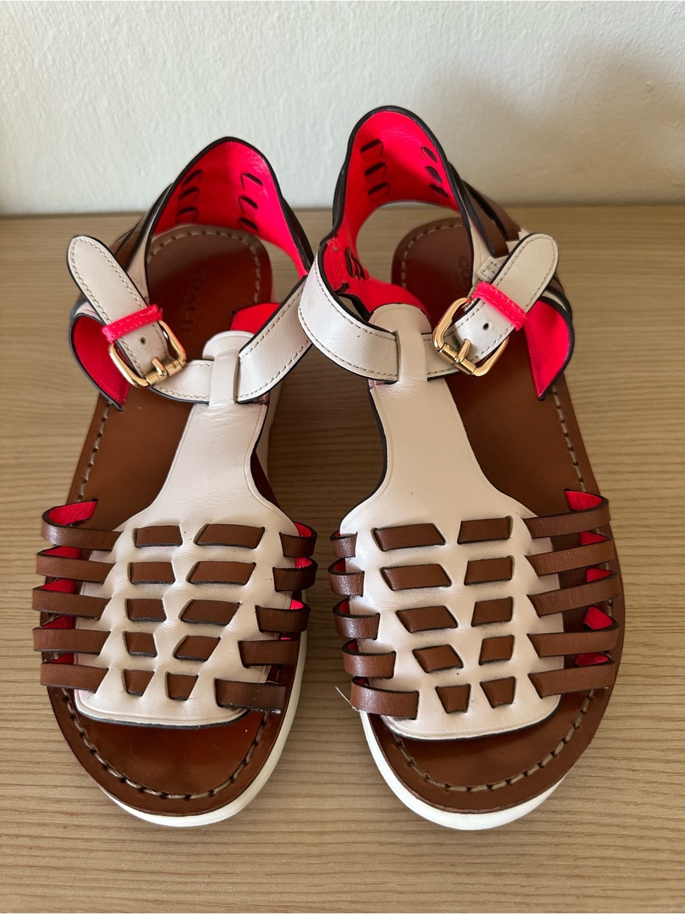 Coach Putnam Platform Huarache Leather Sandals